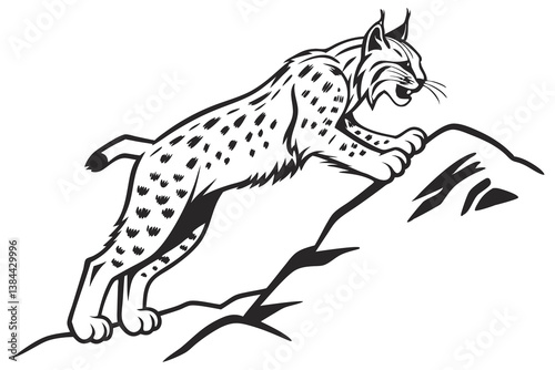 Wild feline animals vector sketch includes a wolf and cat