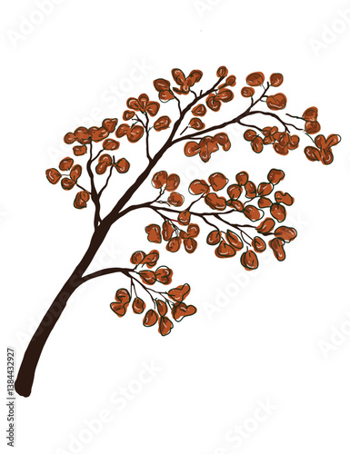 Illustration of dry dry tree branches. sticking sideways with thin branches that look fragile, creating a lonely and arid impression.