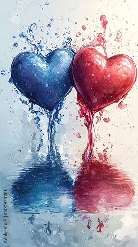 heart in water splash illustration Painting 