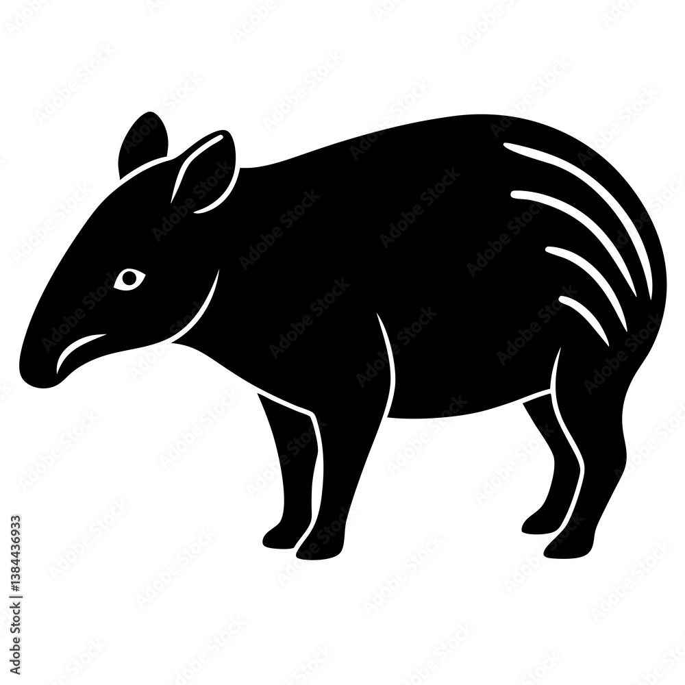 Fototapeta premium Tapir silhouette vector illustration