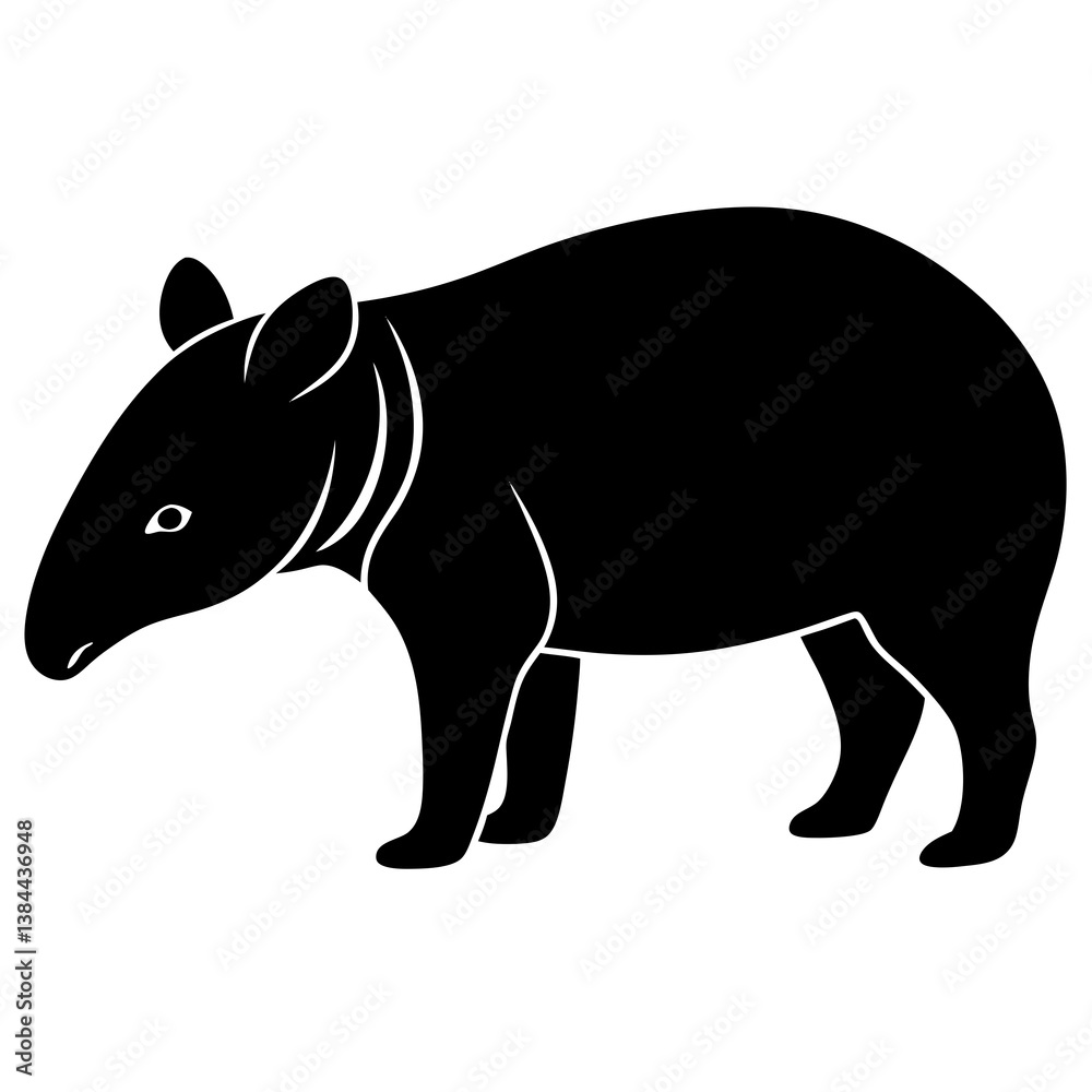 Fototapeta premium Tapir silhouette vector illustration