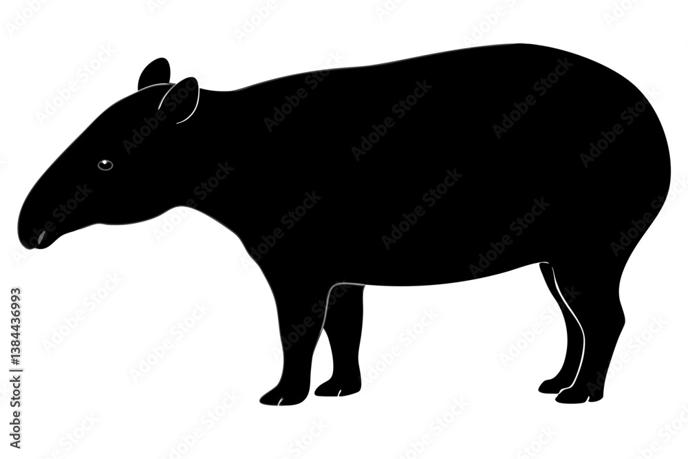 Obraz premium Tapir icon silhouette vector illustration
