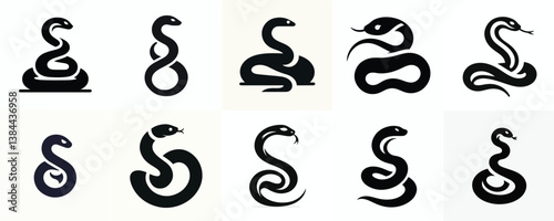 Minimalist flat vector of a coiled snake