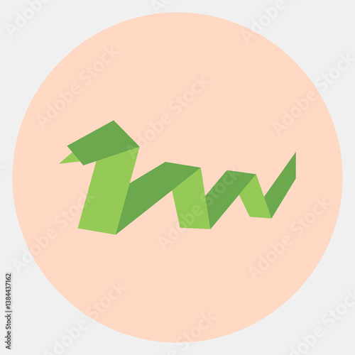 Icon snake origami. Chinese Zodiac elements. Icons in color mate style. Good for prints, posters, logo, advertisement, decoration,infographics, etc.