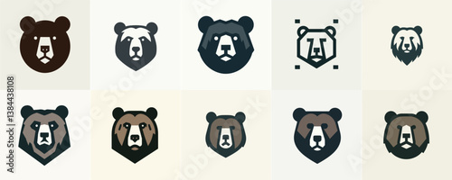 Minimalist flat vector bear head logo