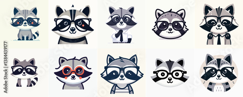 skunk vector wearing glasses