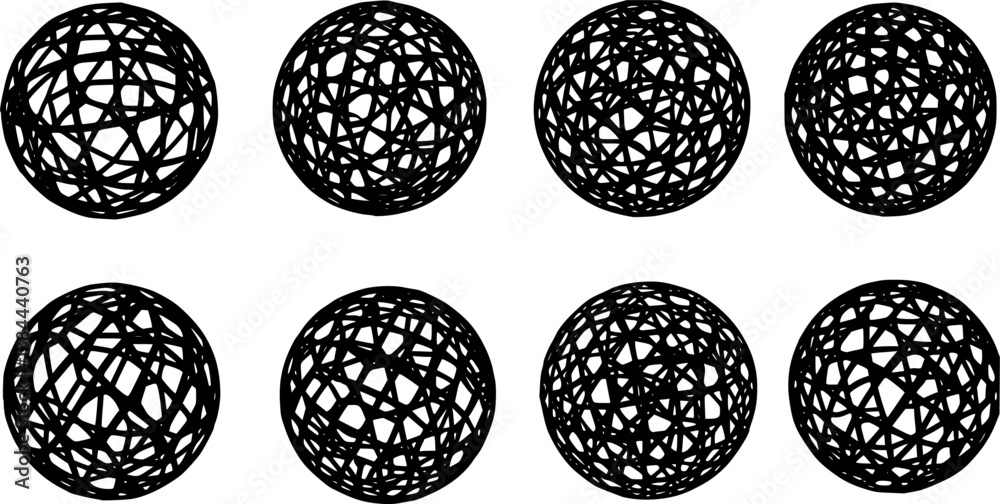 Wireframe sphere set isolated. Striped 3D balls, geometry globe grid collection in different positions. vector set Wireframe sphere set isolated. Striped 3D balls, geometry globe grid collection in different positions. vector set