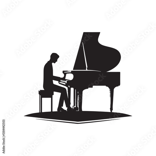 piano player silhouette