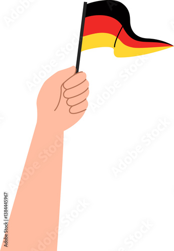 A woman's hand is holding the German flag