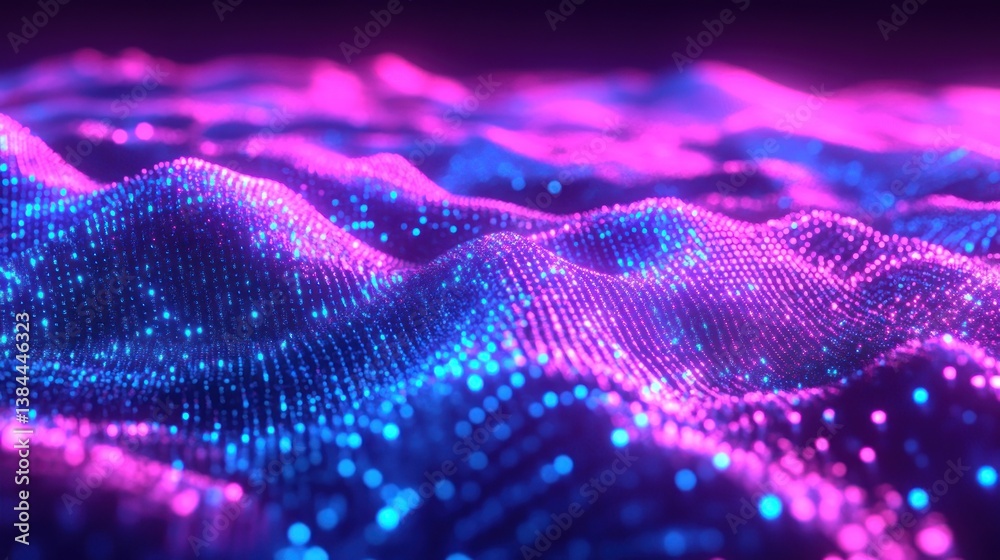 Abstract Data Waves in Neon Pink and Blue Abstract Data Waves in Neon Pink and Blue