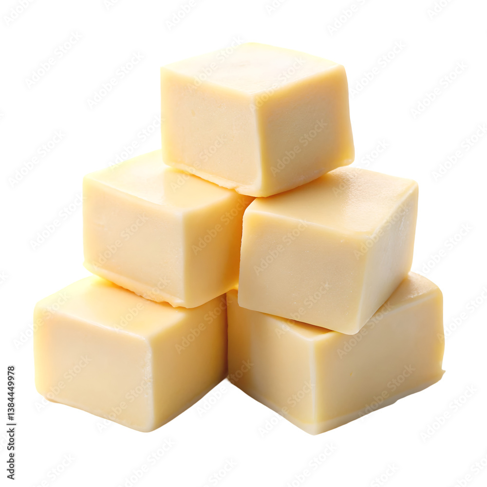 Butter cubes isolated on transparent background
Butter cubes isolated on transparent background