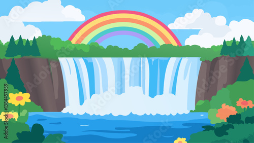 Niagara Falls NY with U.S. and Canada Border in Digital Art