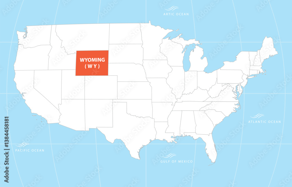 Obraz premium Wyoming USA Map Blue Globe