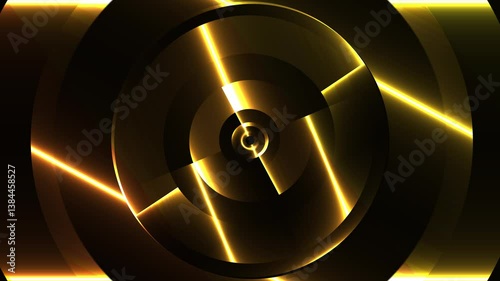Light golden rings animation on apha channel background loop