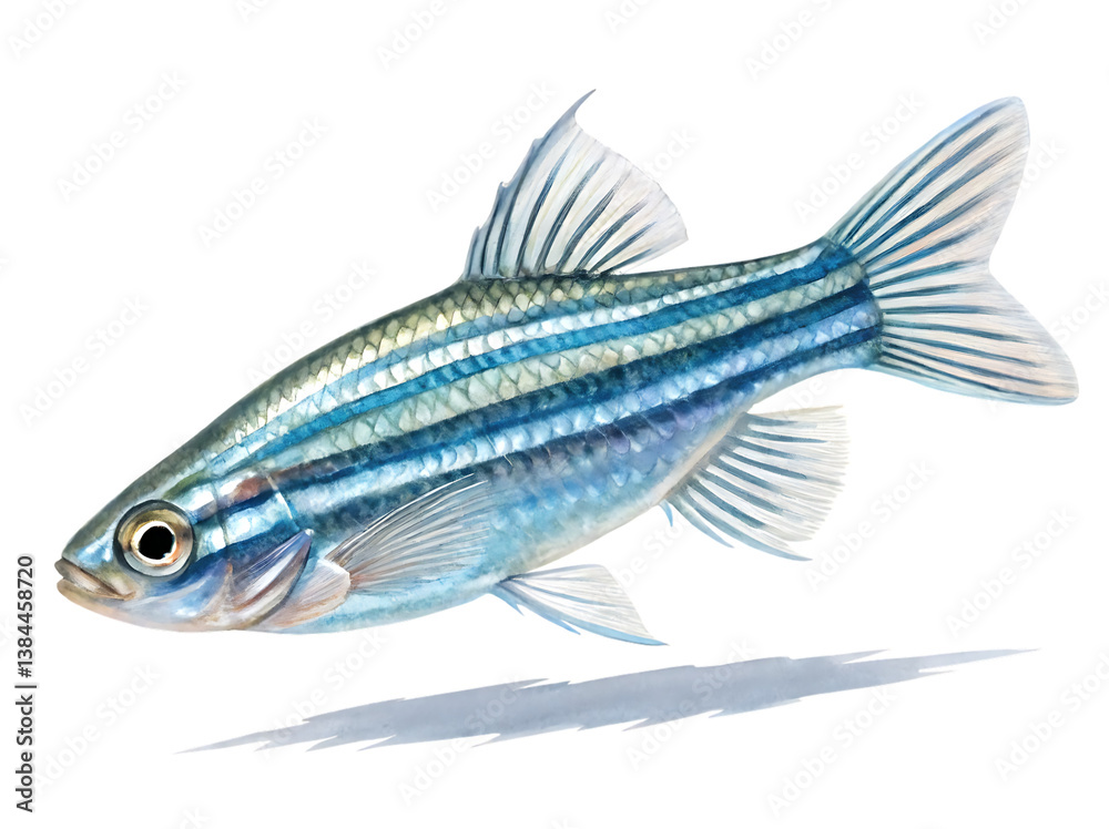 Zebrafish (Danio rerio) Side View - Isolated PNG on Transparent Background Zebrafish (Danio rerio) Side View - Isolated PNG on Transparent Background