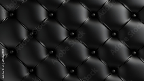 A black and white image of a black leather couch with a black and white pattern