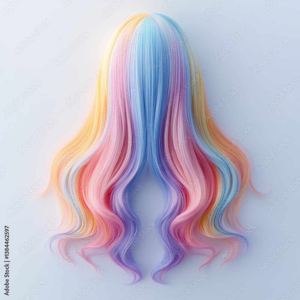 Fototapeta premium Colorful Pastel Hair with Flowing Waves and Bright Soft Shades