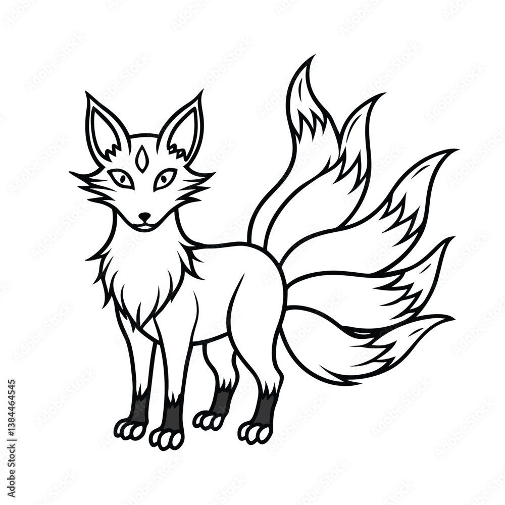Obraz premium fox vector illustration outline