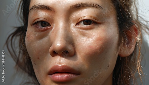 Close-Up of Realistic Asian Woman with Natural Face