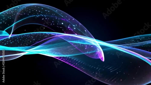 4K Futuristic Loop Animation of Flowing Holographic Lines in the Metaverse