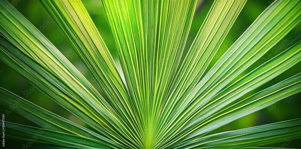 Obraz premium vibrant green palm leaf texture close-up hyperrealistic botanical illustration tropical background
