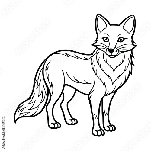 Cute cartoon vector illustrations of a cat and fox, furry mammal pets and wild animals