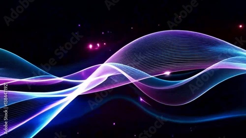 Futuristic Neon Wave Background Animation with Flowing Lines in 4K