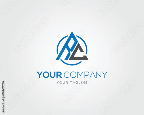 Triangle RC Letter Initial Logo Design Icon Vector Template