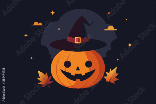Halloween background with pumpkin and bats