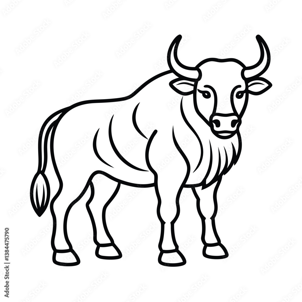 Black and white vector illustration of a cute cartoon cow, a domestic farm animal Black and white vector illustration of a cute cartoon cow, a domestic farm animal