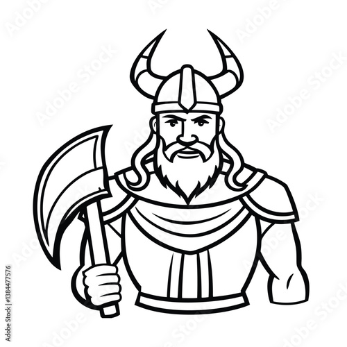 Funny cartoon viking warrior vector illustration art