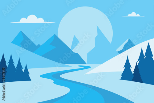 winter landscape with mountains