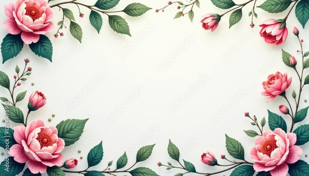 Fototapeta premium Intricate floral design with leaves and vines in soft pastel hues , seamless, blossom, pastel