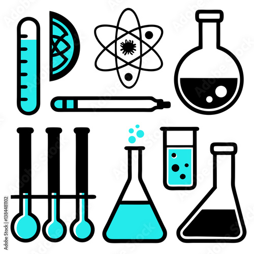 laboratory glassware with colorful liquid