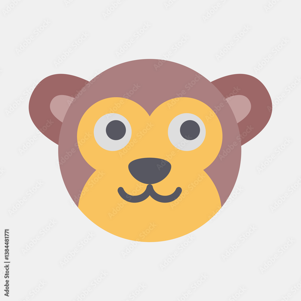 Icon monkey face. Chinese Zodiac elements. Icons in flat style. Good for prints, posters, logo, advertisement, decoration,infographics, etc. Icon monkey face. Chinese Zodiac elements. Icons in flat style. Good for prints, posters, logo, advertisement, decoration,infographics, etc.