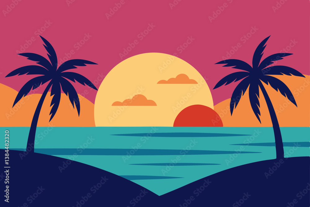 Obraz premium tropical beach with palm trees