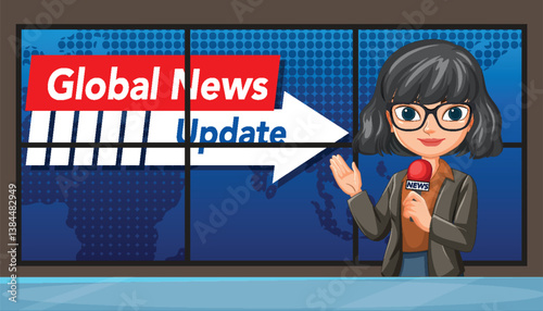 Animated News Anchor Illustration