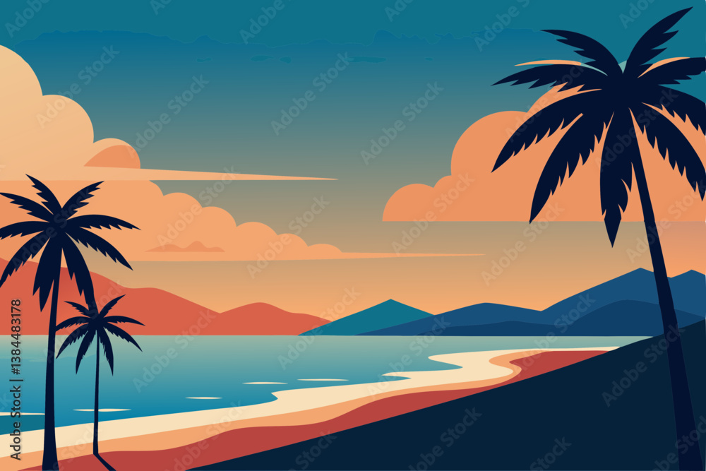 Obraz premium tropical beach with palm trees