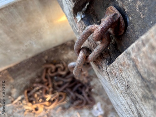 close up of rusty chain