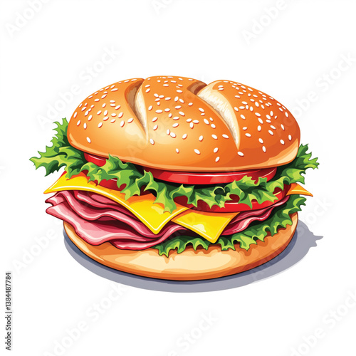 Cute Cartoon burger Vector Illustration isolated