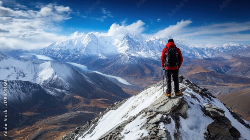 Naklejka premium Experience the thrill of exploring high altitude landscapes