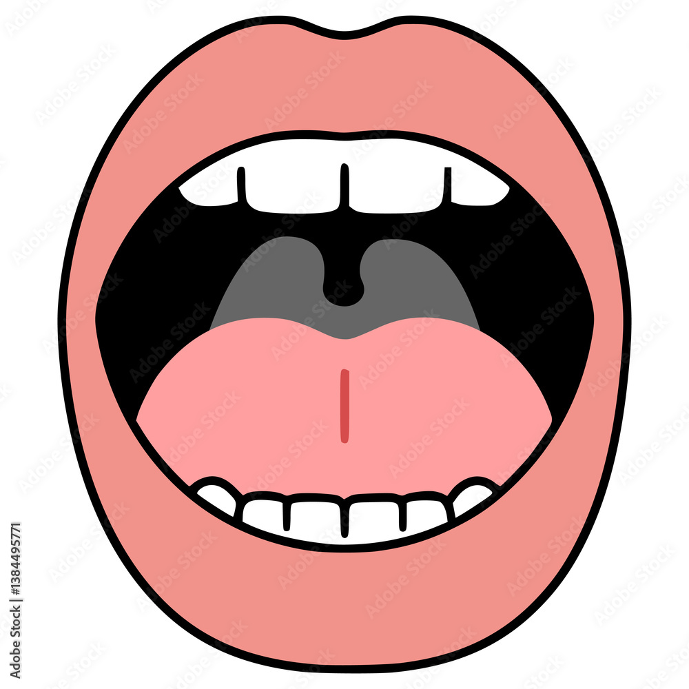 Obraz premium open mouth voice expression flat color vector illustration template design