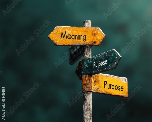 Passion Week Mindfulness Rustic Road Sign Crossroads of Purpose - Existential Journey and Spiritual Growth Visual Metaphor for Self-Discovery Seekers