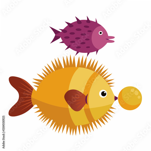 vector illustration of cartoon fish