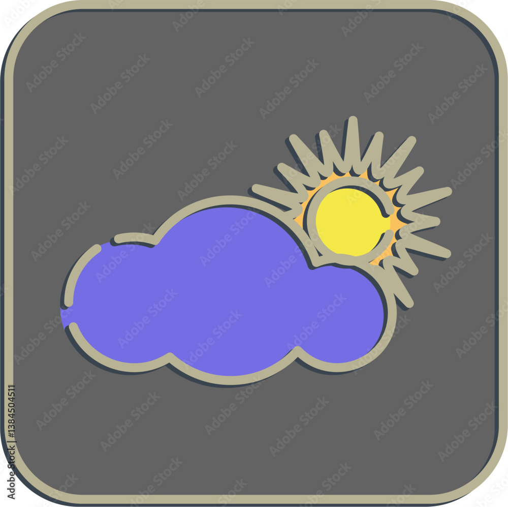 Icon partly cloudy. Weather elements symbol. Icons in embossed style. Good for prints, web, smartphone app, posters, infographics, logo, sign, etc.