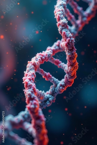 Macro shot showing intricate details of dna molecule with abstract bokeh backdrop, double helix, copy space