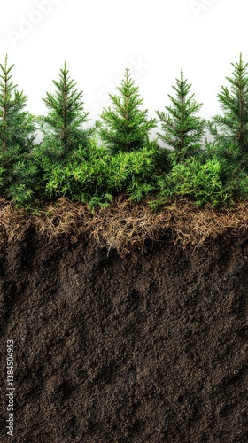 Forest floor, soil and young trees