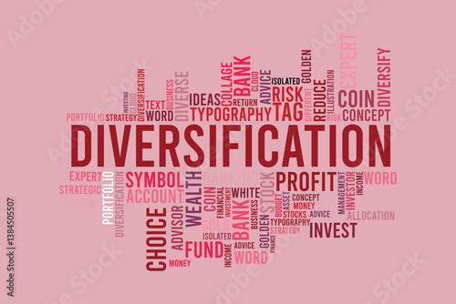 diversification  word cloud template. Business concept vector background defarance keword collurful design.