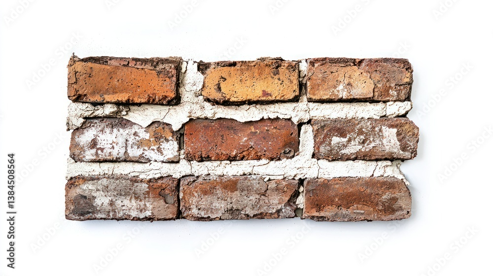 Obraz premium Exposed brick wall aesthetics isolated on white background