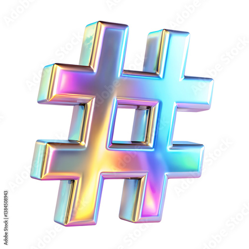 3d hashtag symbol